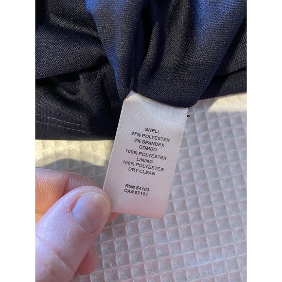 Eliza J Dress Women’s 8 Cold Shoulder Cocktail Dress Navy Blue Applique Crepe - Picture 7 of 8